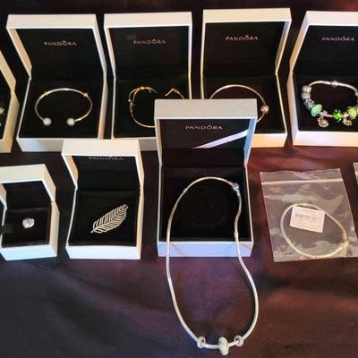 Pandora Jewelry Collection with Bracelets, Necklace & Charms – Many Retired Pieces
