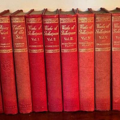 Antique, Red-Bound Classics Collection – Shakespeare, Dickens & Hugo