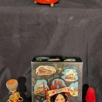 International Toys: Steinbach Music Box, Egyptian Folk Dolls & Lela Creazioni Doll