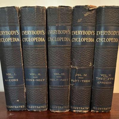 Antique Everybody’s Cyclopedia Illustrated Set (1912, Vols. I–V)