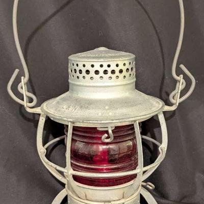 Antique Dressel Railroad Lantern with Red Globe
