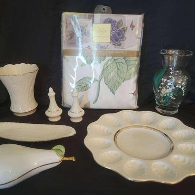 Lenox Porcelain Collection with Gold Trim, Egg Platter, Vases & More