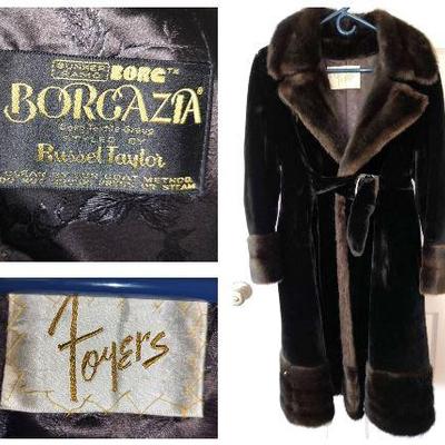 Women's Vintage Borgazia Black Faux Fur Coat Size S