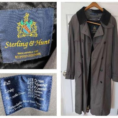 Sterling & Hunt Mens Grey Trench Coat Size S