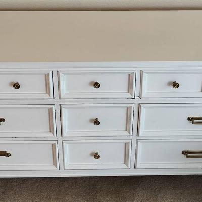 9 Drawer White Wooden Dresser Vintage