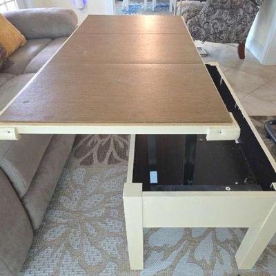Convertible Lift-Top Coffee Table with Storage Compartment