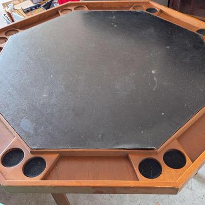 Game Night Poker Table For 8 With Cover - Wooden Legs Fold In