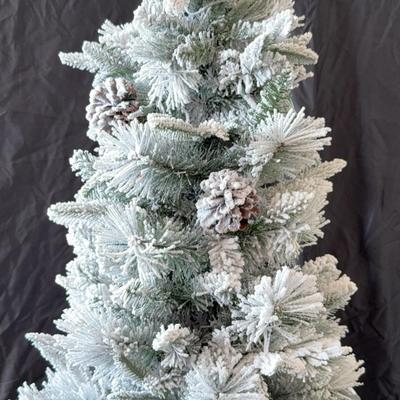 Flocked 42” Christmas Tree With Black Basket Base