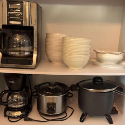 Presto Deep Fryer, Cotton Crock Pot, & Mr. Coffee Maker
+ 8 Ceramic Cereal Bowls & One Gravy Boat