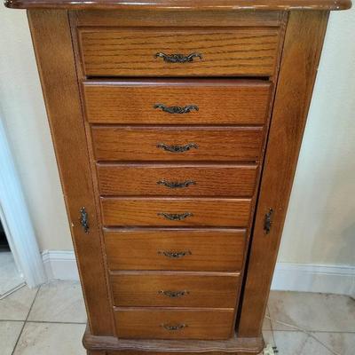 Powell 8 Drawer Wooden Vintage Jewelry Armoire