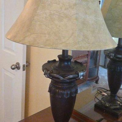 Brown & Silver-Tone Victorian Style Lamp 7"×7"×34"