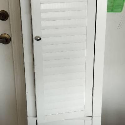 White Wooden Two Piece Thin Storage Cabinet