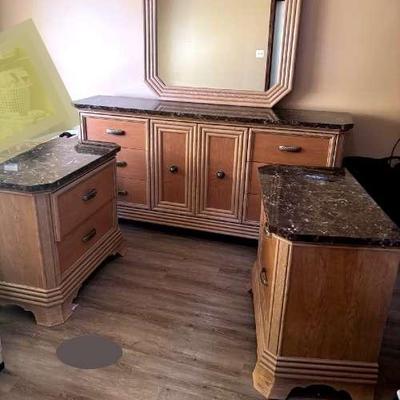 Dresser With Mirror and Two End Tables