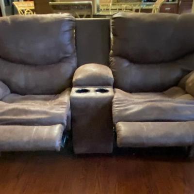 Microsuede/faux suede recliner couch 