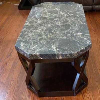 Marble-like Coffee Table w/End Tables