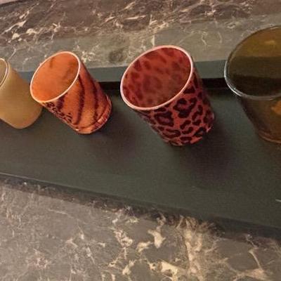 Wooden Tray with 9 shot glasses