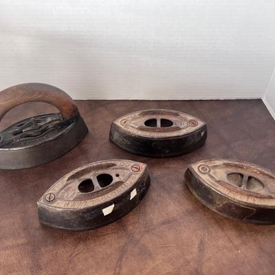 Antique 4 Cast Sad Irons Western Belle Williams Schneider USA