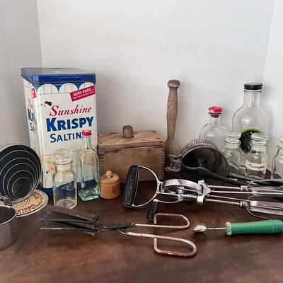 Vintage Antique Kitchen Utensils Butter Molds Potato Ricer Ice Pick