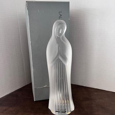 Lalique French Madonna Virgin Mary Figurine Crystal Frosted w/ Box 