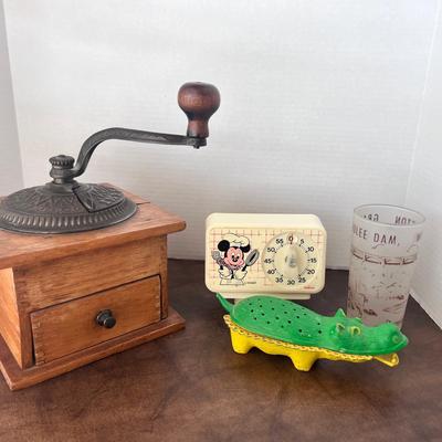 Arcade Imperial Coffee Grinder, Cast Iron Appetizer Dish, Sunbeam Mickey Timer & more