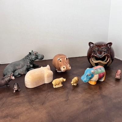 Hippopotamus Figures Lot Drip Glaze Pottery, Castagna Italy, Wade Whimsies & more