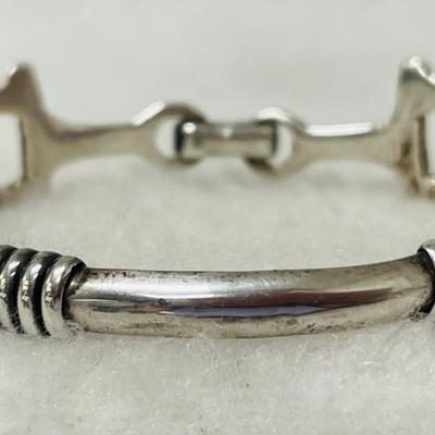 Sterling Silver Snake Skin Equestrian Bracelet
