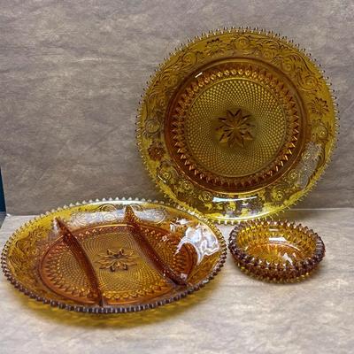 Vintage Amber Tiara Glass Dishes 