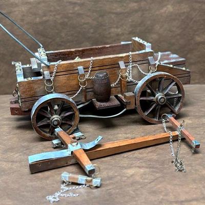 Vintage Wooden Wagon Lamp 