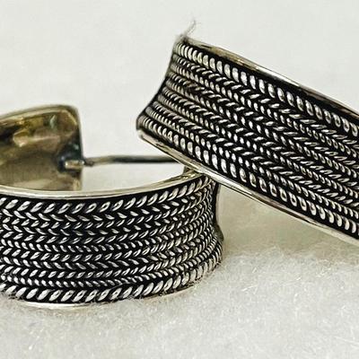 Sterling Silver Woven Hoop Earrings