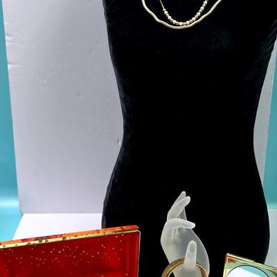 Gold Toned Jewelry Assortment and Jewelry Box