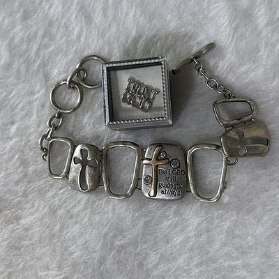 Vintage “The Lord Will Always Guide You” Bracelet and “Trust God” Pin