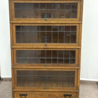 Antique Globe-Warnicke Oak Barrister Bookcase 