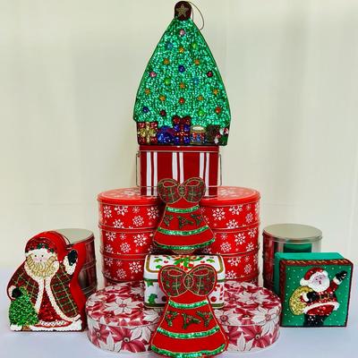 Vintage GAC1998 Beaded Gift Boxes & Holiday Cookie Tins