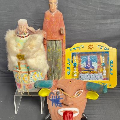 Hand Crafted “Santos Bultos”, Diablo Mask, Navajo Style Doll + More! 