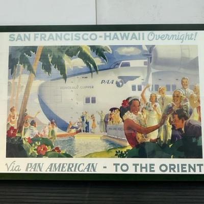 Promotional Framed PanAm Print, “San Francisco - Hawaii”