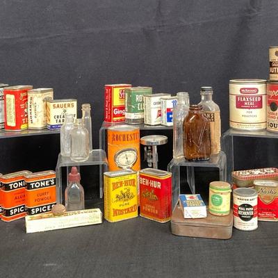 Vintage Spice Tins, Food Containers & Apothecary Bottles