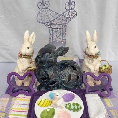 Bunnies Figurines, Easter Decor, Table Cloths & More! 
