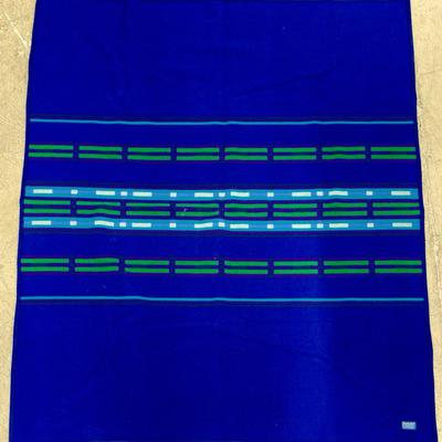 Pendleton Aztec Blue Wool Throw Blanket
