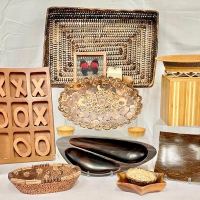 Hand Made Wood Craft Collection Feat. Wicker Baskets And More
