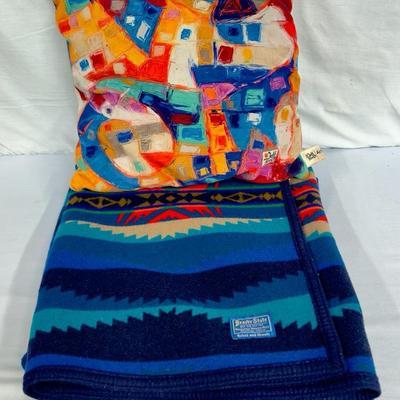Pendleton Lahaina Wave Wool Blanket & Jeff Ferst Pillow! 