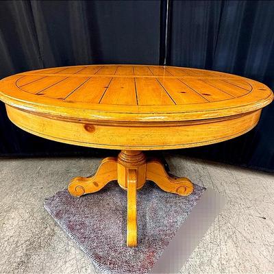 Round Knotty Pine Pedestal Dining Table