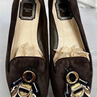 Christian Dior Bee Accent Suede Flats