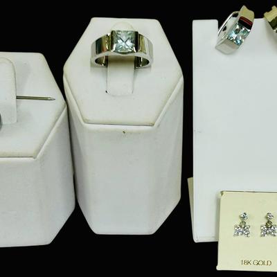 18k WG Tourmaline Ring & Earrings / 18k Black Tahitian Pearl (18.22g) 