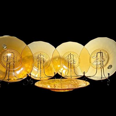 Tiara Exclusives Amber Glass – “12 Days of Christmas” Plates (Set of 5)