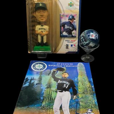 Seattle Mariners Ichiro Suzuki Collectibles Lot – Bobblehead, Magazine, Ball & Card