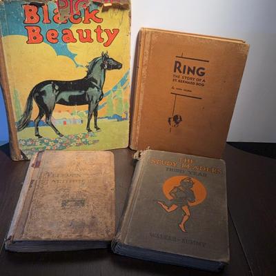 Vintage Children’s & Educational Books Lot – Black Beauty, Ring the St. Bernard, Study Readers & Mor