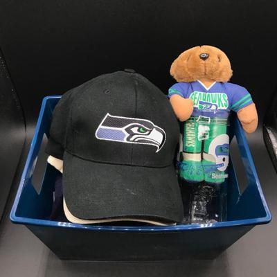 Seattle Seahawks Apparel Bundle - Shirts, Hats, Souvenir Cup & Bear