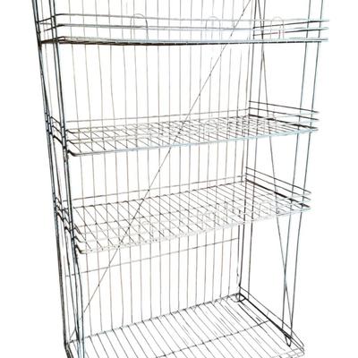 Vintage Heavy-Duty Wire Metal Display Rack – 3-Tier Commercial Storage
