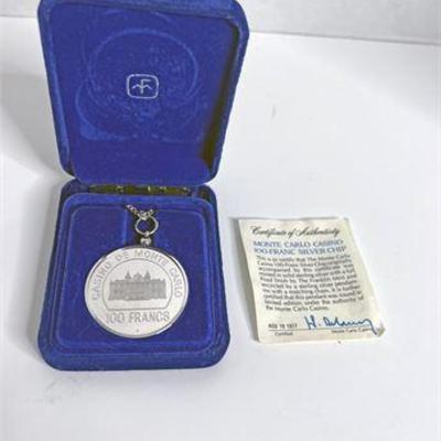 Monte Carlo Sterling Silver Necklace W/COA .jpg
