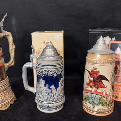 Linde German Stein, Music Box Stein & Budweiser Limited Edition Stein